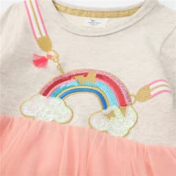 Jumping Meters Long Sleeve Princess Rainbow Children's Costume Autumn Spring Hot Selling Baby Birthday Tutu Dresses Kids Frocks