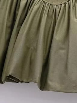 Women's Patchwork Ribbed Poplin Puff Mini Dress, Straight Neck, Thin Straps, Female Dresses, Sexy Fashion