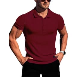 Men's running sports fitness wear summer high stretch vertical short-sleeved POLO shirt slim knit base shirt