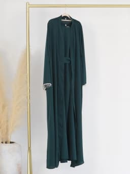Latest diamond beading Kimono Muslim Robe abaya syari female full length Tassel Muslim abaya Worship Service abayas Sets wy1673