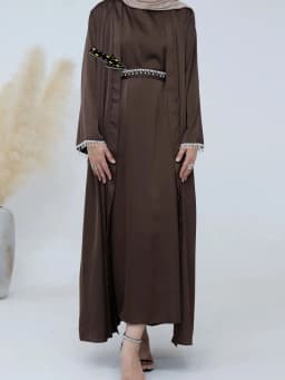 Latest diamond beading Kimono Muslim Robe abaya syari female full length Tassel Muslim abaya Worship Service abayas Sets wy1673