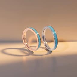 TIGRADE 3MM Titanium Ring Blue Turquoise Engagement Wedding Band for Women Fashion Finger Rings Party Jewelry Gift