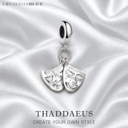 Theatre Masks Charms Pendant Spring Brand New European Style 925 Sterling Silver Vintage Fashion Jewelry Club for Women & Men