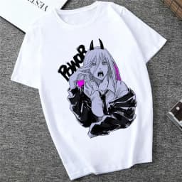 Japanese Anime Denji Tshirt Unisex Chainsaw women T Shirt Women Funny Cartoon Pochita Makima T-shirt Graphic Tees Tops Female 90
