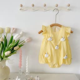 2026 Summer Baby Newborn Clothes 0-2 Y Infant Girls Lovely Cartoon Duck & Bunny Bodysuit Toddler Flying Sleeve One Piece