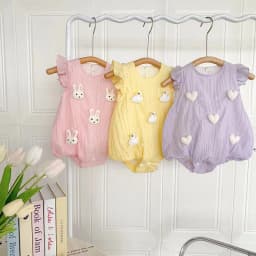 2026 Summer Baby Newborn Clothes 0-2 Y Infant Girls Lovely Cartoon Duck & Bunny Bodysuit Toddler Flying Sleeve One Piece
