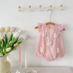 2026 Summer Baby Newborn Clothes 0-2 Y Infant Girls Lovely Cartoon Duck & Bunny Bodysuit Toddler Flying Sleeve One Piece