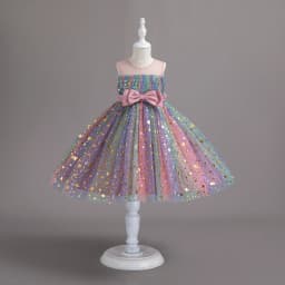 1-10 Years Baby Girl Clothing Rainbow Sequins Dress For Christmas Halloween Brithday Party Kid Girl Wedding Princess Dresses