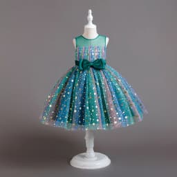 1-10 Years Baby Girl Clothing Rainbow Sequins Dress For Christmas Halloween Brithday Party Kid Girl Wedding Princess Dresses