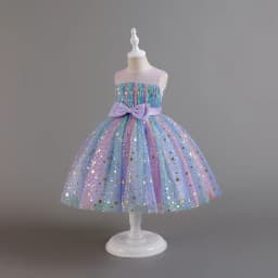 1-10 Years Baby Girl Clothing Rainbow Sequins Dress For Christmas Halloween Brithday Party Kid Girl Wedding Princess Dresses