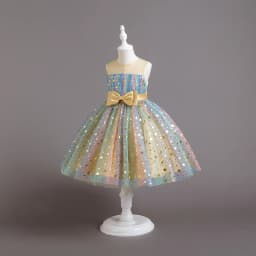 1-10 Years Baby Girl Clothing Rainbow Sequins Dress For Christmas Halloween Brithday Party Kid Girl Wedding Princess Dresses