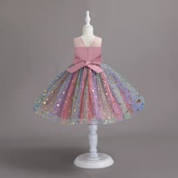 1-10 Years Baby Girl Clothing Rainbow Sequins Dress For Christmas Halloween Brithday Party Kid Girl Wedding Princess Dresses