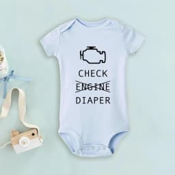 Funny Poopy Diaper Baby Romper Check Engine Baby Bodysuit Cute Mechanic Infant Bodysuits Boys Girls Clothes Newbron Gift