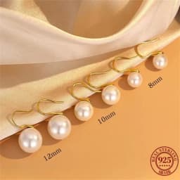 Senlissi-New Fashion Wholesale 8-12mm Gary Pearl and 925 Sterling Silver Stud 18K Earrings for Women Jewelry Gifts