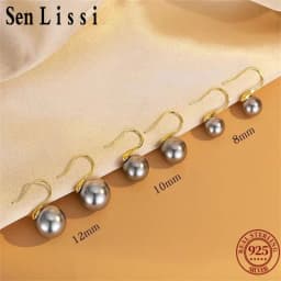 Senlissi-New Fashion Wholesale 8-12mm Gary Pearl and 925 Sterling Silver Stud 18K Earrings for Women Jewelry Gifts