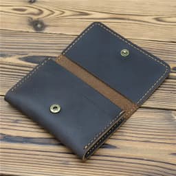 1pc Men's Genuine Leather Business Card Holder, Credit Card Case Small Card ID Holder