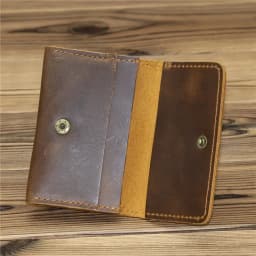 1pc Men's Genuine Leather Business Card Holder, Credit Card Case Small Card ID Holder