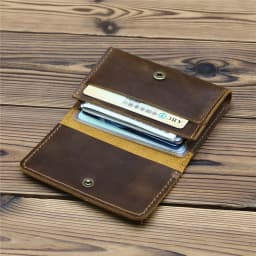 1pc Men's Genuine Leather Business Card Holder, Credit Card Case Small Card ID Holder