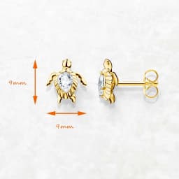 Ear Stud Golden Turtle Fine Jewerly For Women Trendy Summer Gift In 925 Sterling Silver