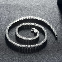 45-60cm 925 Sterling Silver 4mm Round Box Chain Necklace Bracelet set For Women Men Wedding Engagement Charm Jewelry