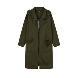 2024 Hooded Pocket Sweater Zipper Mid Length Fake Two Piece Loose Coat for Women