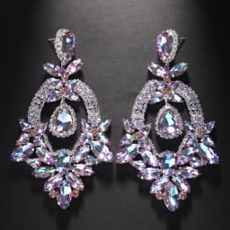 Luxury Purple Exaggerate Dangle Earrings Oversized Accessories Elegant Lady Water Drop Large Rhinestone Earrings Party Jewelry