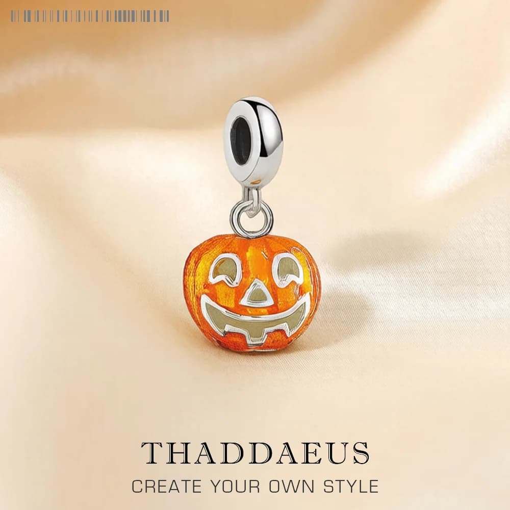 Pumpkin Dangle Charm Women Men Brand New Vintage 925 Sterling Silver Pendant