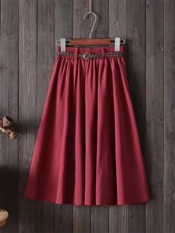 Midi Knee Length Summer Skirt Women With Belt Fashion Korean Ladies High Waist Pleated A-line School Skirt Female