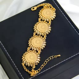 Arabic Design Gold Color Coins Bracelet 21k Gold Plated Turkish Charm Bangles Dubai Women Luxury Wedding Party Kurdish Jewelry
