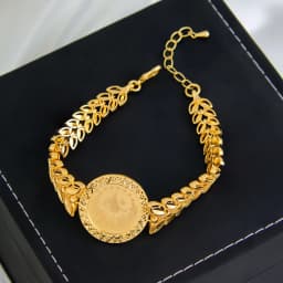 Arabic Design Gold Color Coins Bracelet 21k Gold Plated Turkish Charm Bangles Dubai Women Luxury Wedding Party Kurdish Jewelry
