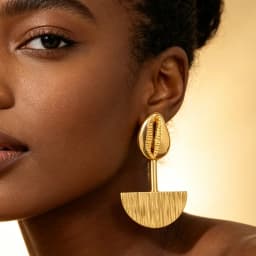 18K Gold Plated Cowrie Shell Brushed Semi‑Circle Earrings & Ring Set For Women Luxury Wedding Party Bridal Accessories Gift