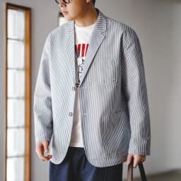 Maden New Vintage Casual Seersucker Striped Suit Jacket Cityboy Flat Lapel Loose Outwear for Men's Spring And Autumn