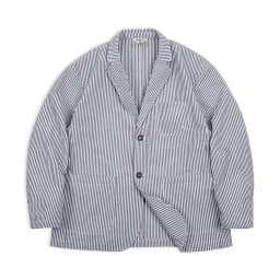 Maden New Vintage Casual Seersucker Striped Suit Jacket Cityboy Flat Lapel Loose Outwear for Men's Spring And Autumn