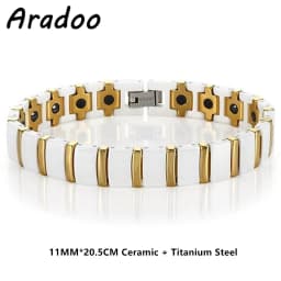 Titanium Steel Ceramic Bracelet Energy Magnetic Therapy Adjustable Bracelet With Regulator