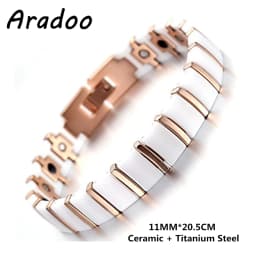 Titanium Steel Ceramic Bracelet Energy Magnetic Therapy Adjustable Bracelet With Regulator