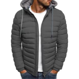 New men's detachable hat with padding, hooded cardigan with drawstring for winter warmth, jacket top, 2024