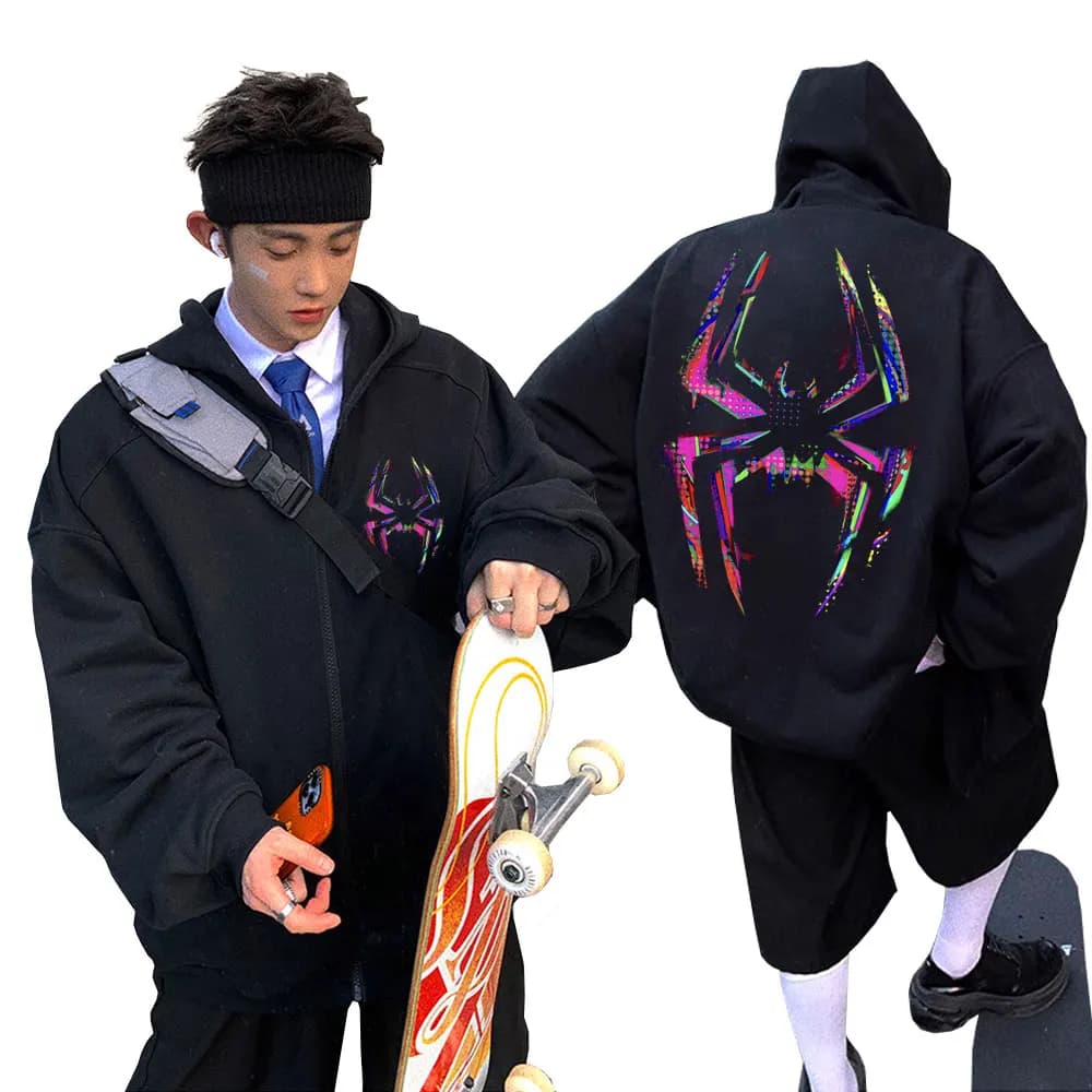 Rapper Metro Boomin Heroes & Villains Spider Print Zipper Hoodie Men Gothic Casual Zip Up Jacket Male Hip Hop Trend Cool Hoodies