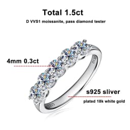 ALITREE D Color 4mm Moissanite Diamond Rings for Women Classic Match Wedding Eternity Band with GRA s925 Sterling Silver Ring