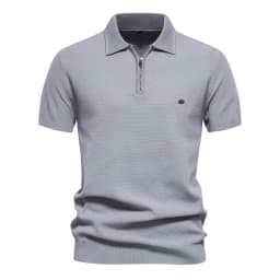 2024 New Summer Ribbed Knit Polo Shirt for Men Breathable and Cool Brand Quality Mens Textured Polo Shirts