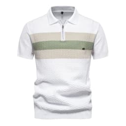 2024 New Summer Ribbed Knit Polo Shirt for Men Breathable and Cool Brand Quality Mens Textured Polo Shirts
