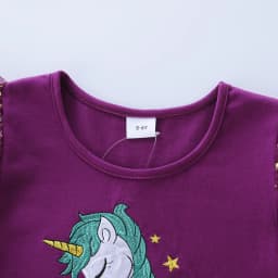 Summer New Girl's Cotton Unicorn Embroidered Mesh Spliced Sleeveless Dress SH1701