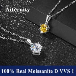 Silver 925 6 Prong Moissanite Pendant Necklace for Women Trendy Design D Color VVS Pass Diamond Testing Jewelry with Box GRA