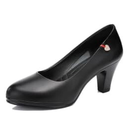 Women Classic Black Pu Leather High Quality Heel Shoes Sapatos Femininas Lady Fashion Beige Comfort European Stylish Pumps A24