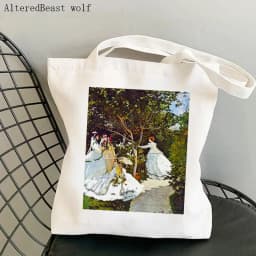 Women Shoulder bag Monet Water Lilies Kawaii Bag Harajuku Shopping Canvas Shopper Bag girl handbag Tote Shopper Lady Bag