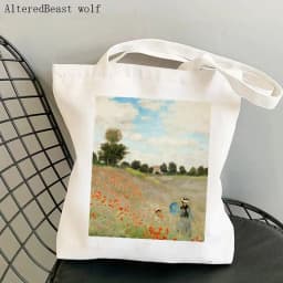 Women Shoulder bag Monet Water Lilies Kawaii Bag Harajuku Shopping Canvas Shopper Bag girl handbag Tote Shopper Lady Bag