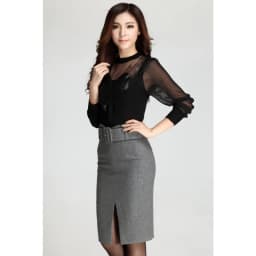 Fashion new large size high waist fashion casual mid-length wool pencil skirt women's skirts women.