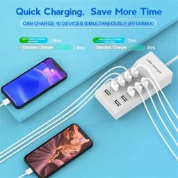 USB Charger 10-Port USB Charging Station for Multi Devices 50W USB Hub Adapter for iPhone Samsung Xiaomi Huawei Extension Socket