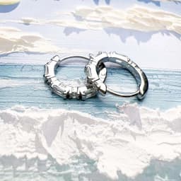 White Zircon Creole Hinged Hoop Earrings Europe Fine Jewelry For Women Gift In Real 925 Sterling Silver