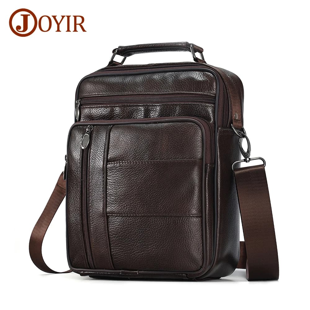 JOYIR Genuine Leather Men Messenger Sling Bag Satchel Bags for Male Multifunction Shoulder Bags Casual Crossbody Bag Handbag