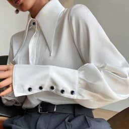 Fashion Vintage Satin Silk Shirt Women Elegant Turn Down Collar Women Blouse White Long Sleeve Ladies Shirts Tops Blusas 16946